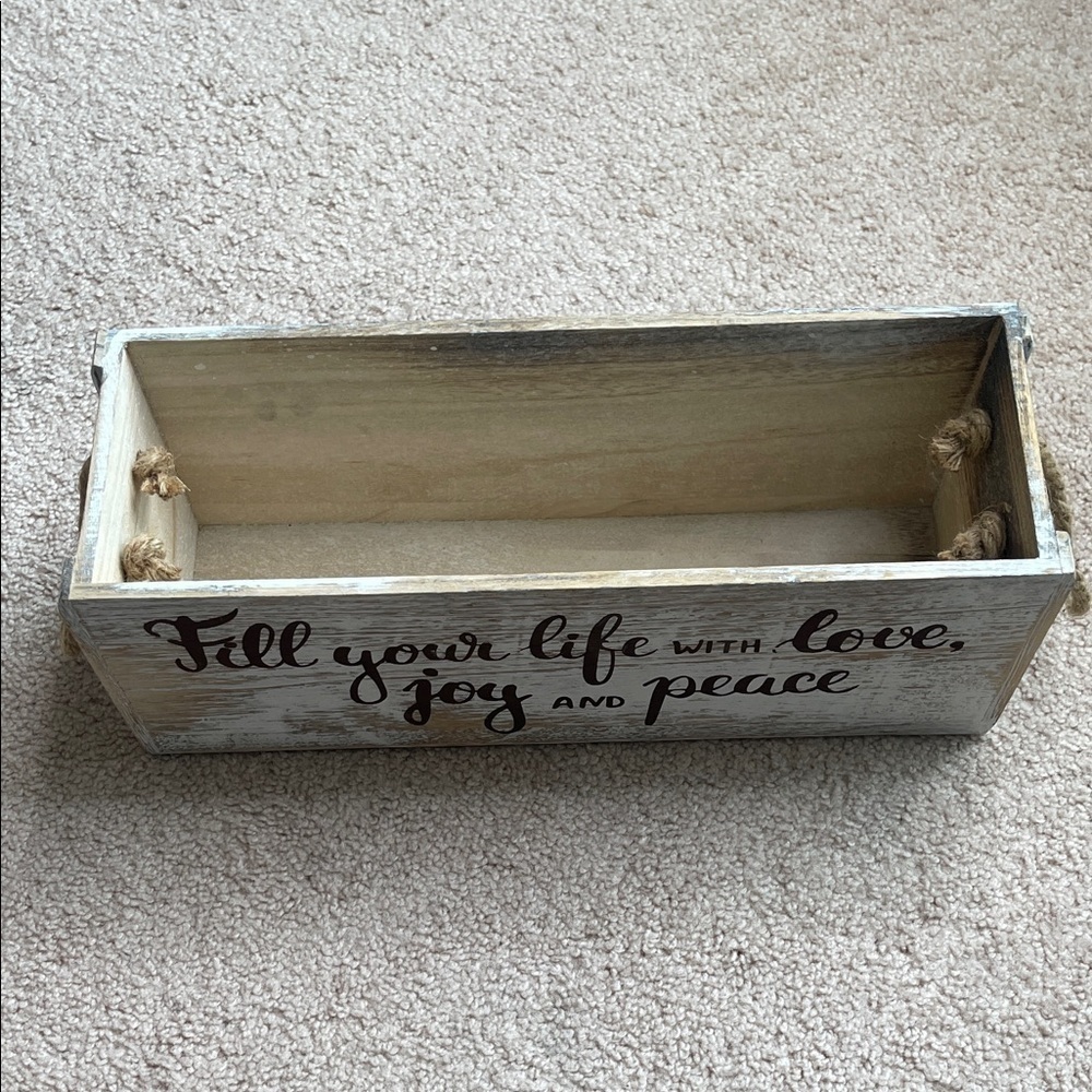 Rustic Wooden Box with Rope Handle - Picture 5 of 5